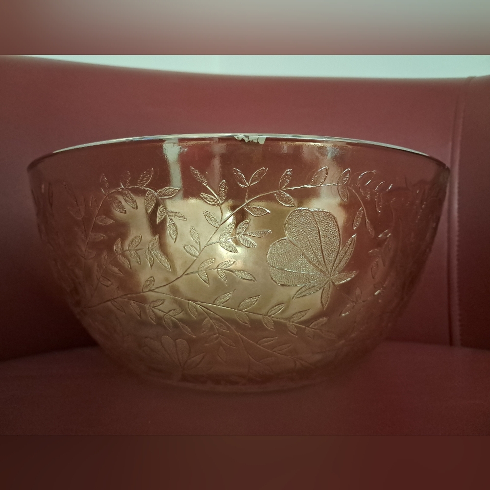 Vintage Jeanette Floragold Louisa Iridescent Serving Bowl / Fruit Bowl